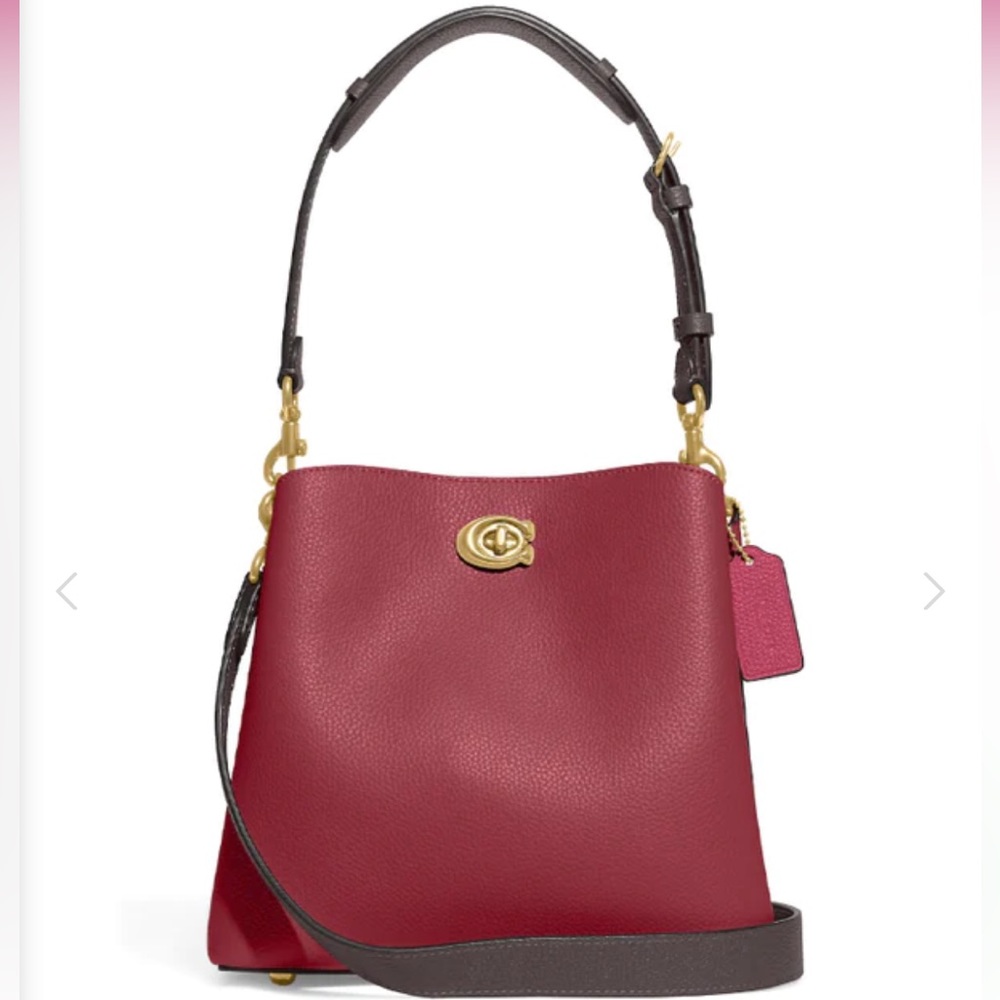 NWT Coach Willow Colorblock Bucket Bag Cherry